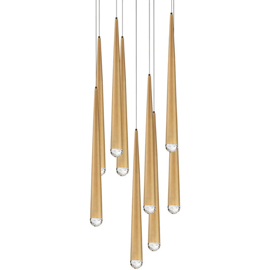 Modern Forms PD-41709R-AB 3500K 63 Watt Cascade Crystal LED Round Chandelier in Aged Brass