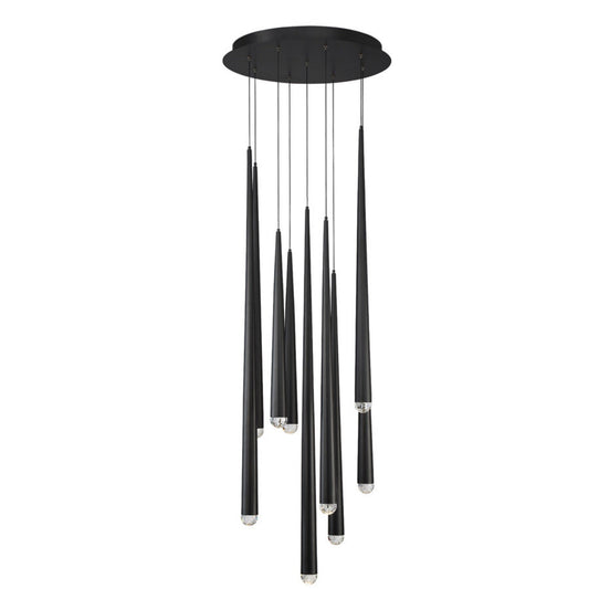 Modern Forms PD-41709R-BK 3500K 63 Watt Cascade Crystal LED Round Chandelier in Black
