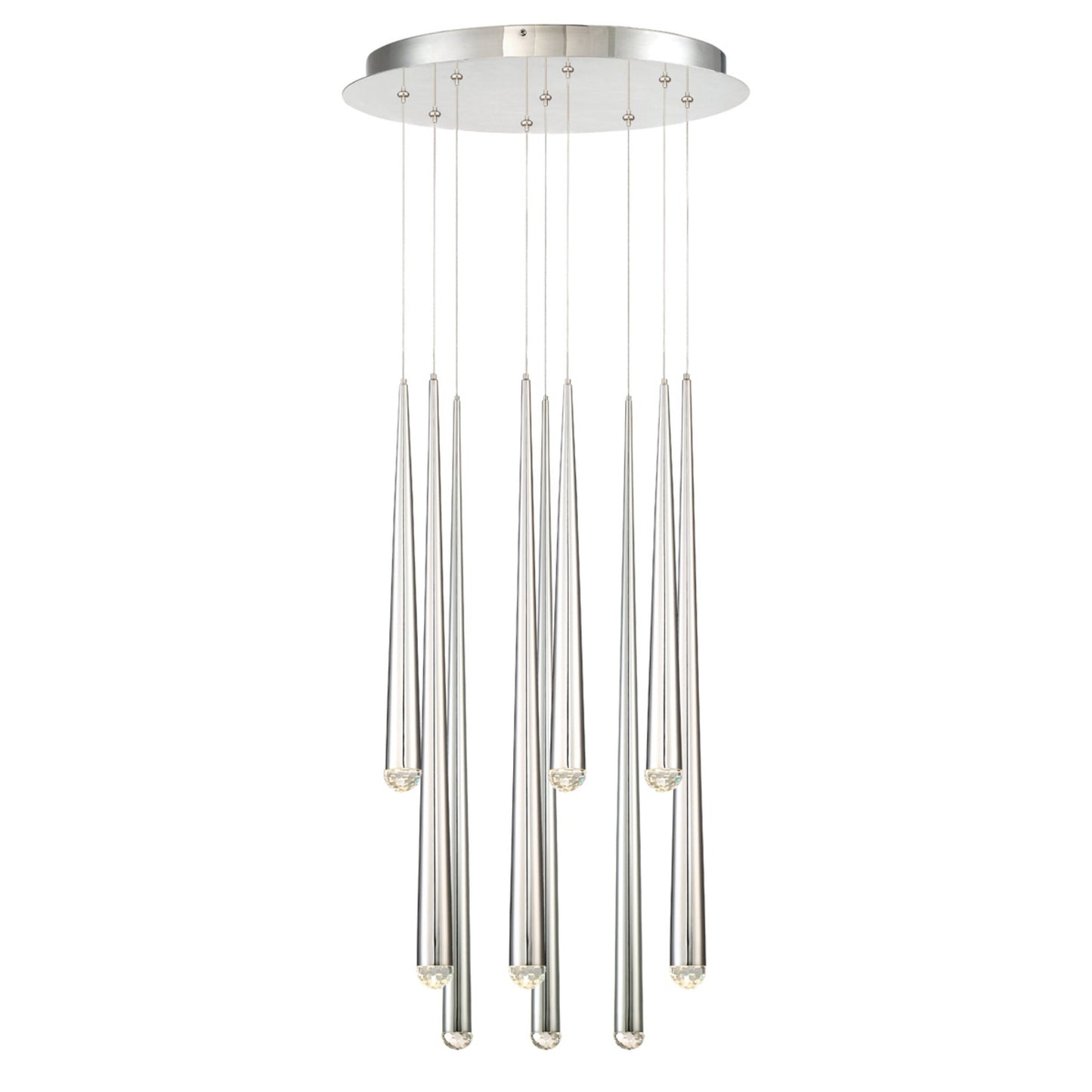 Modern Forms PD-41709R-PN 3500K 63 Watt Cascade Crystal LED Round Chandelier in Polished Nickel