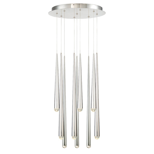 Modern Forms PD-41709R-PN 3500K 63 Watt Cascade Crystal LED Round Chandelier in Polished Nickel