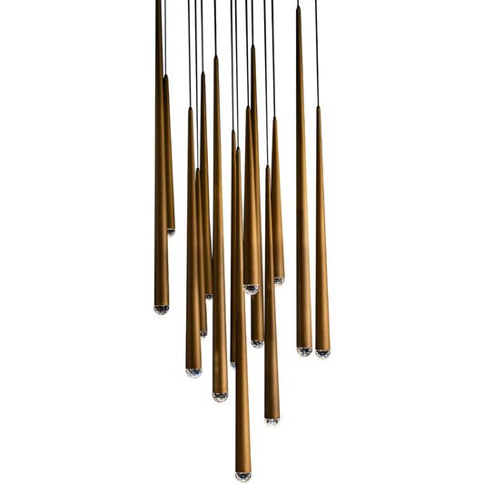 Modern Forms PD-41715R-AB 3500K 105 Watt Cascade Crystal LED Round Chandelier in Aged Brass