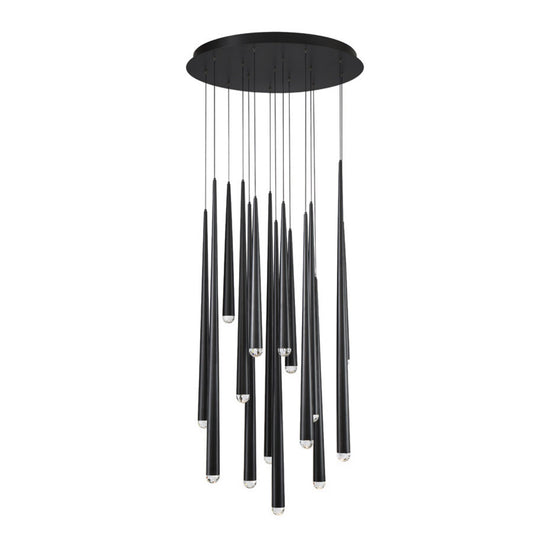Modern Forms PD-41715R-BK 3500K 105 Watt Cascade Crystal LED Round Chandelier in Black