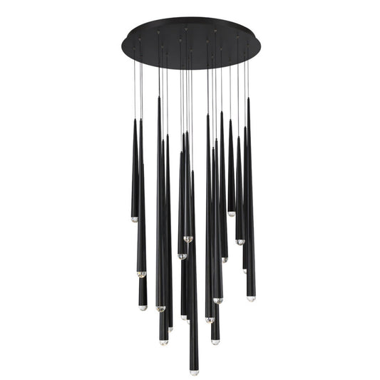 Modern Forms PD-41721R-BK 3500K 147 Watt Cascade Crystal LED Round Chandelier in Black