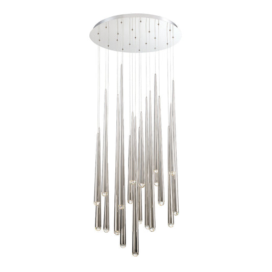 Modern Forms PD-41721R-PN 3500K 147 Watt Cascade Crystal LED Round Chandelier in Polished Nickel