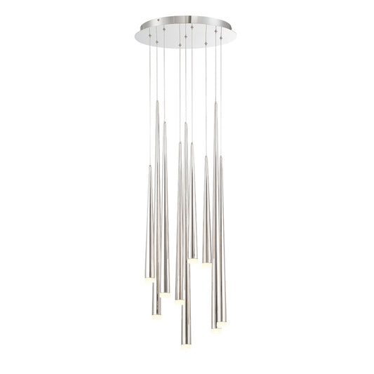 Modern Forms PD-41809R-PN 3500K 63 Watt Cascade Etched Glass LED Round Chandelier in Polished Nickel