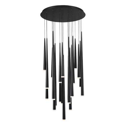 Modern Forms PD-41821R-BK 3500K 147 Watt Cascade Etched Glass LED Round Chandelier in Black