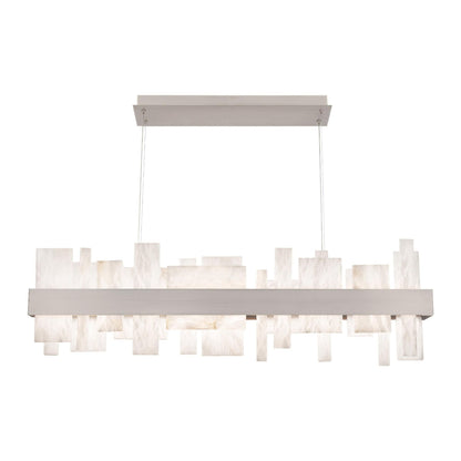 Acropolis 46in LED Linear Chandelier 3000K with Spanish Alabaster in Brushed Nickel