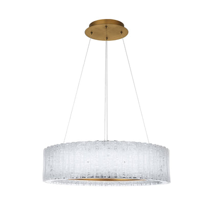 Rhiannon 28in LED Round Chandelier 3000K with Reclaimed Crystal in Aged Brass