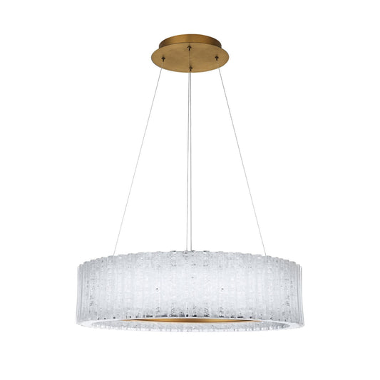 Rhiannon 28in LED Round Chandelier 3000K with Reclaimed Crystal in Aged Brass