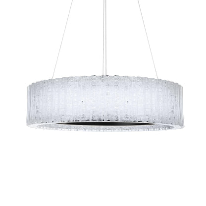 Rhiannon 28in LED Round Chandelier 3000K with Reclaimed Crystal in Black