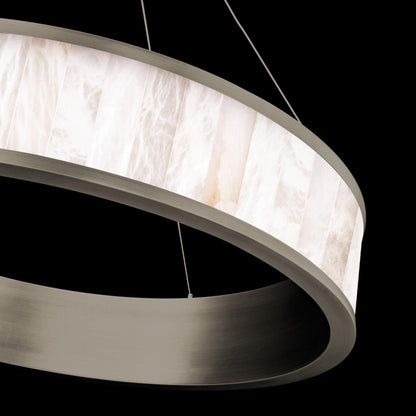 Coliseo 28in LED Round Chandelier 3000K with Spanish Alabaster in Antique Nickel