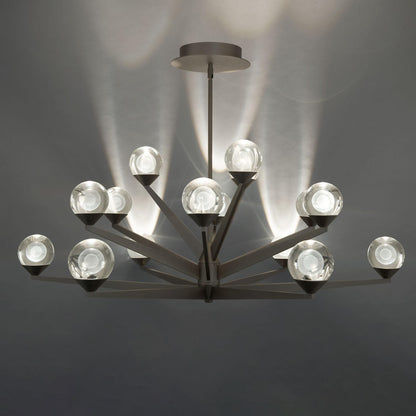 Double Bubble 37in LED 15 Light Chandelier 3000K in Satin Nickel