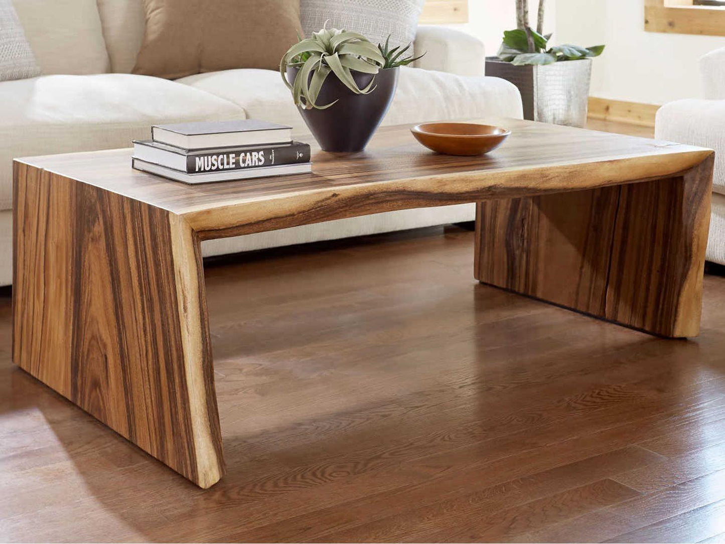 Flow Rectangular Coffee Table in Natural Brown Wood