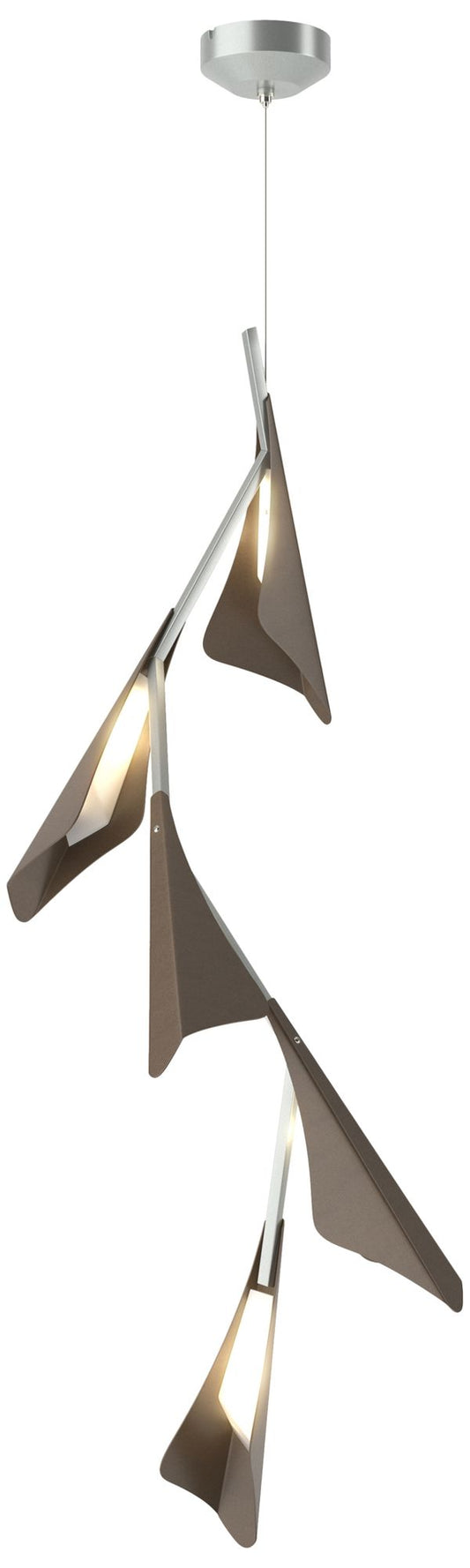 Plume 15"W 5-Light Bronze and Vintage Platinum Standard LED Pendant