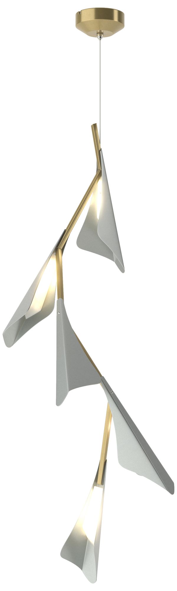 Plume 15"W 5-Light Vintage Platinum and Modern Brass Standard LED Pend