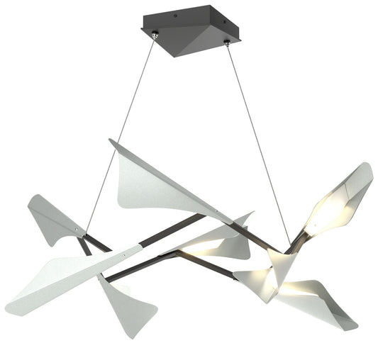 Plume 37.6"W 8-Light Vintage Platinum and Black Standard LED Pendant
