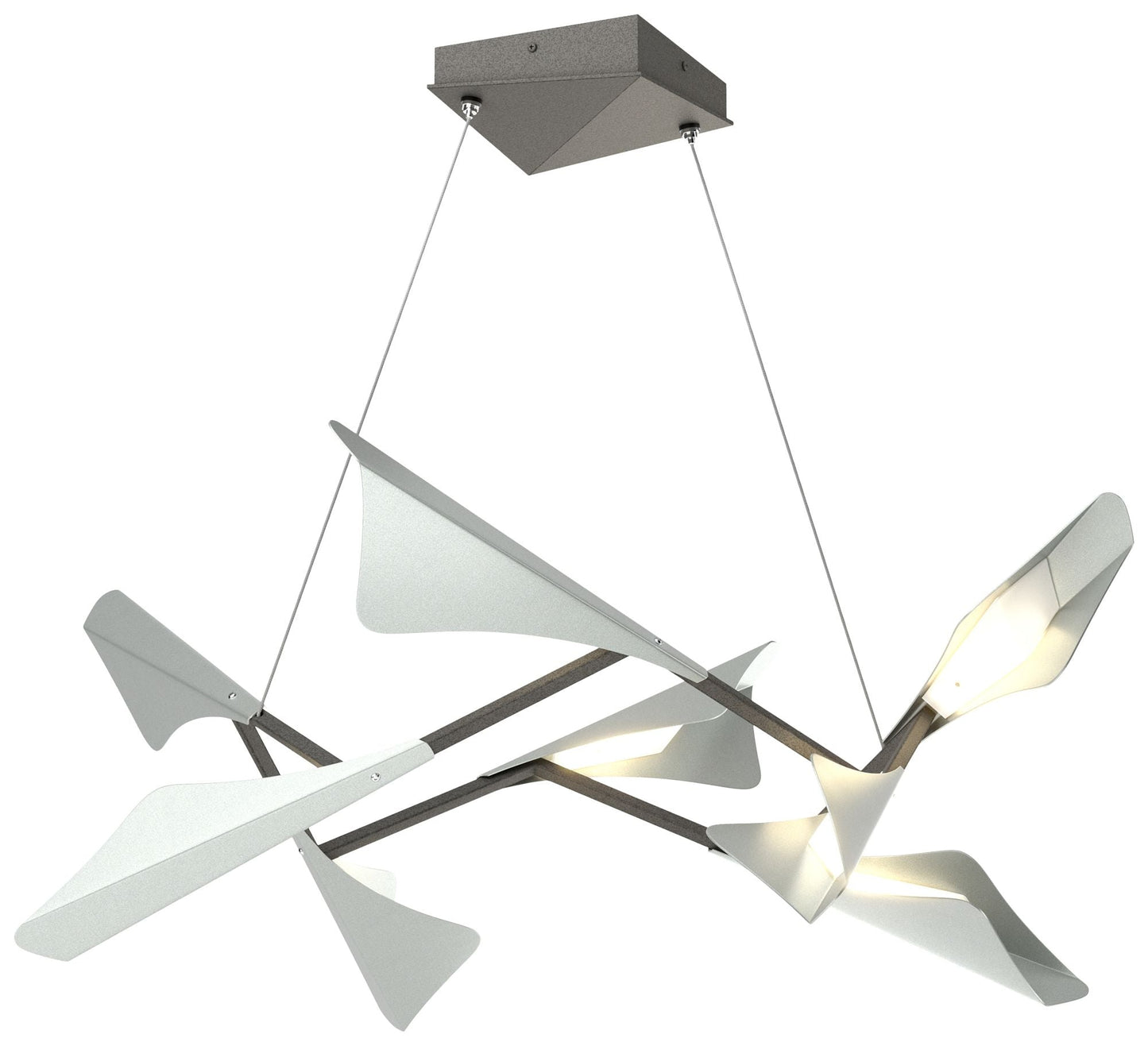 Plume 37.6"W 8-Light Vintage Platinum and Iron Standard LED Pendant