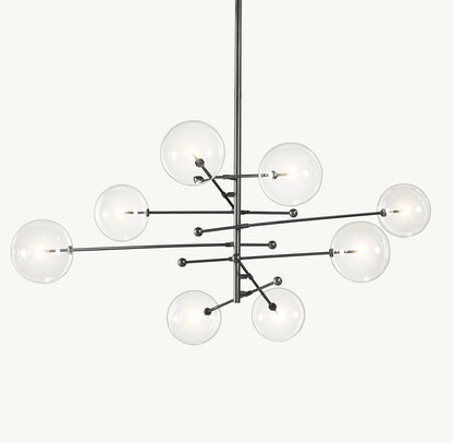 Glass Orb Cluster Mobile Eight-Light Chandelier 79"