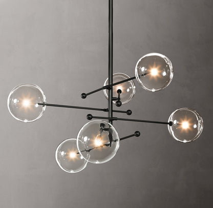 Glass Globe Mobile Six-Arm Chandelier 55"