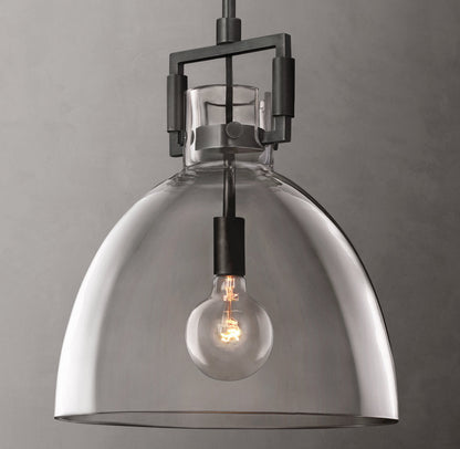 Industrial Glass Pendant Light Fixture