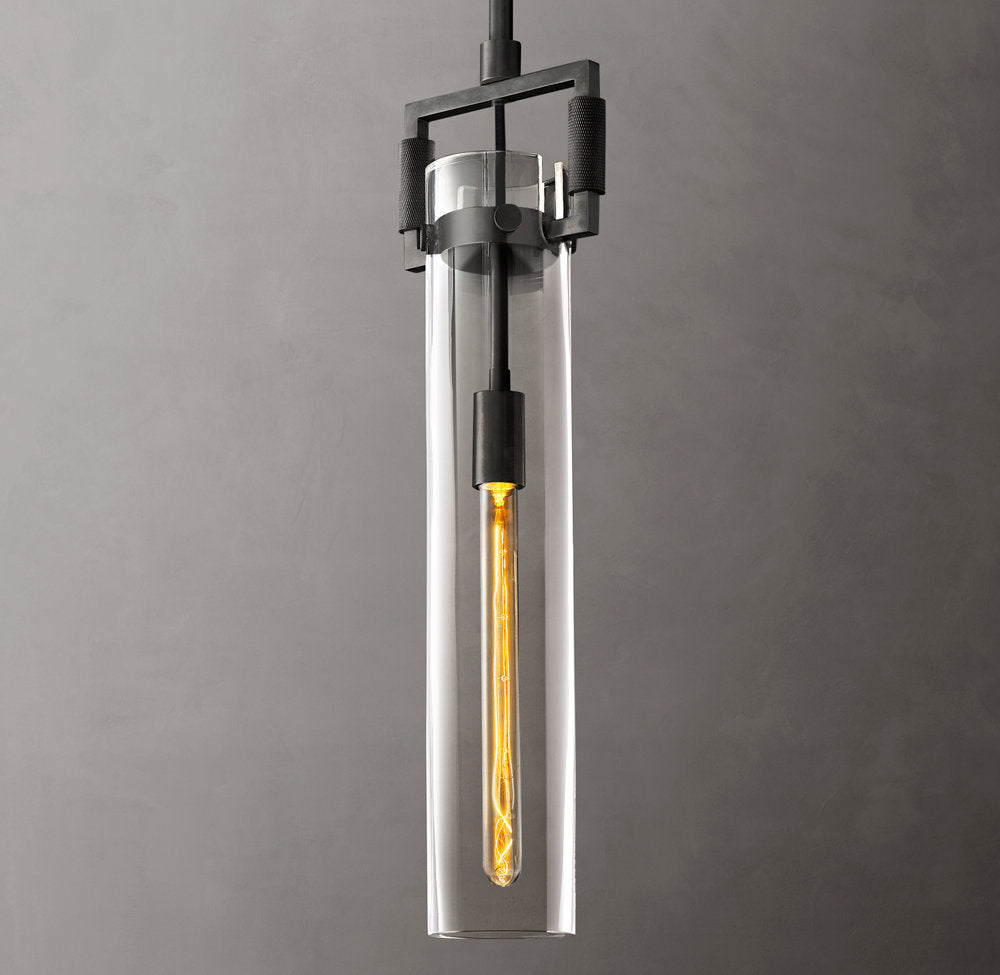 Machinists Cylindrical Glass Pendant Lamp