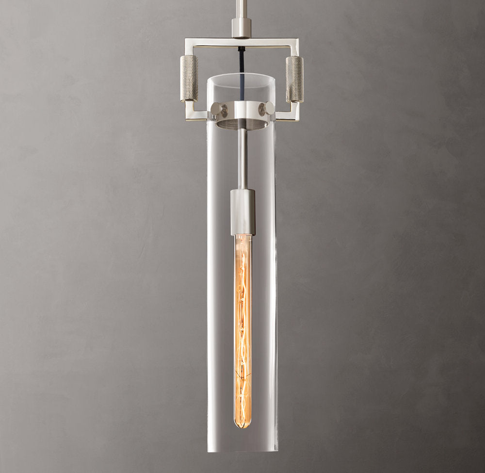 Machinists Cylindrical Glass Pendant Lamp
