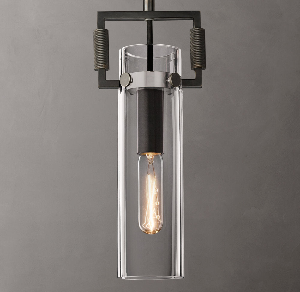 Machinists Cylindrical Glass Pendant Lamp