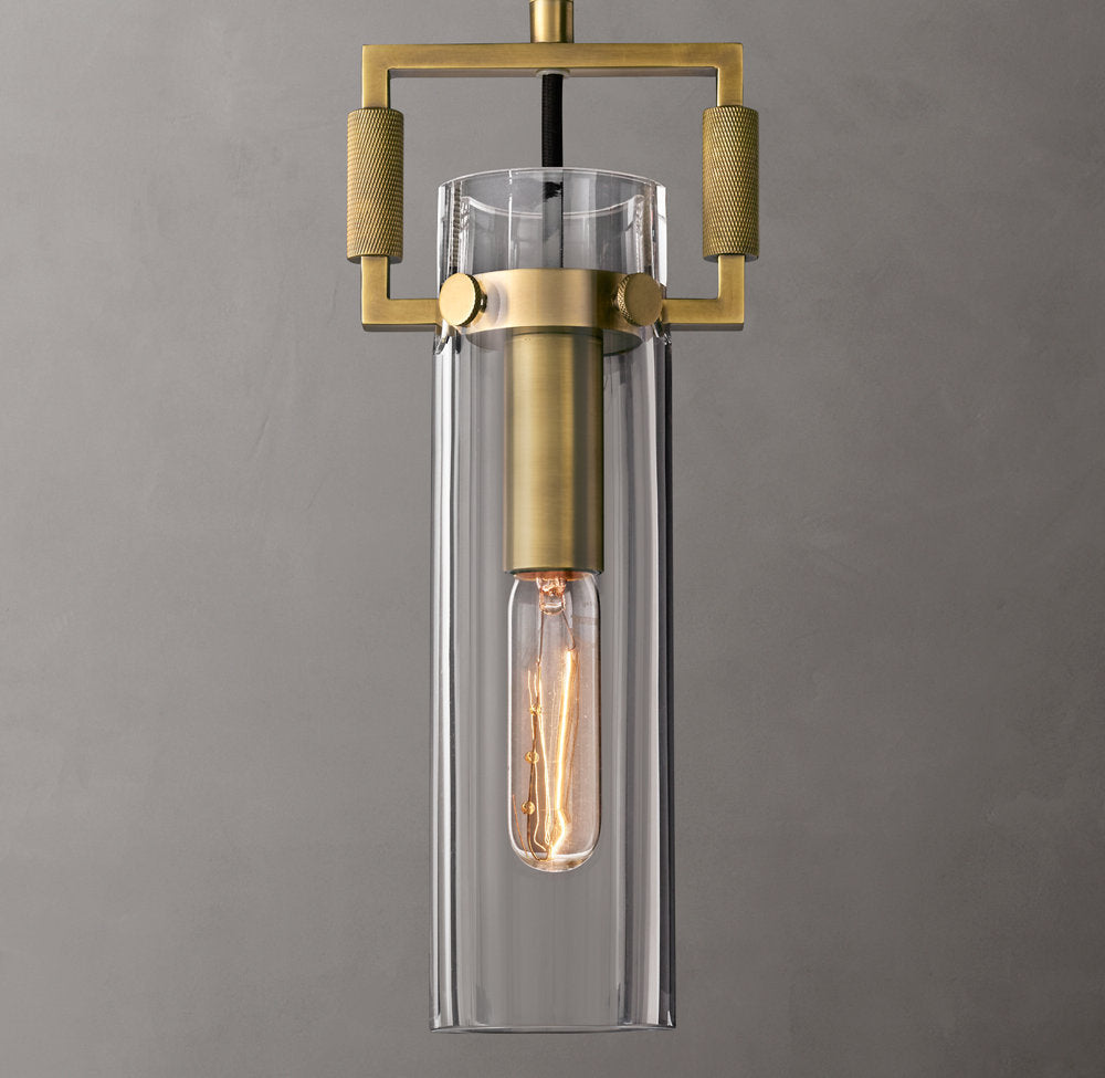 Machinists Cylindrical Glass Pendant Lamp