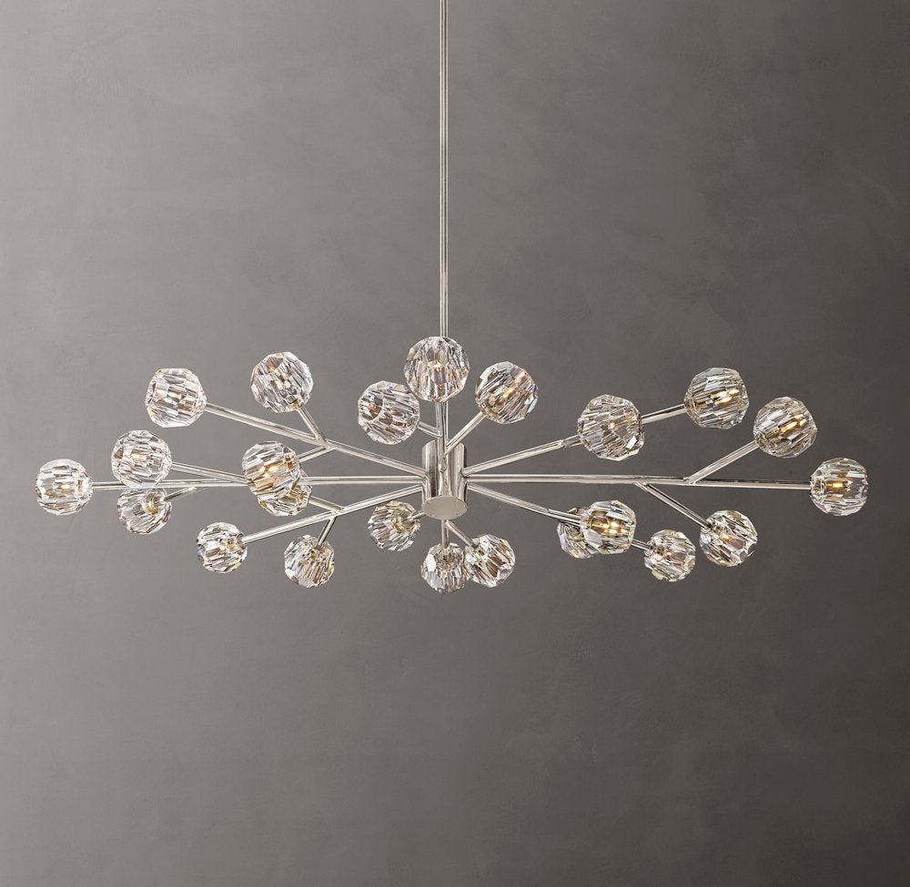 Crystal Sphere Transparent Glass Oval Chandelier 72"