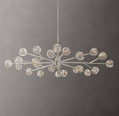 Crystal Sphere Transparent Glass Oval Chandelier 72"