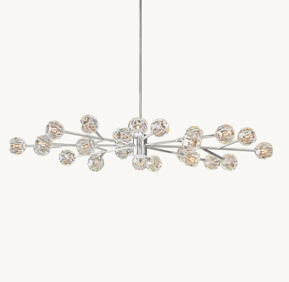 Crystal Sphere Transparent Glass Oval Chandelier 72"
