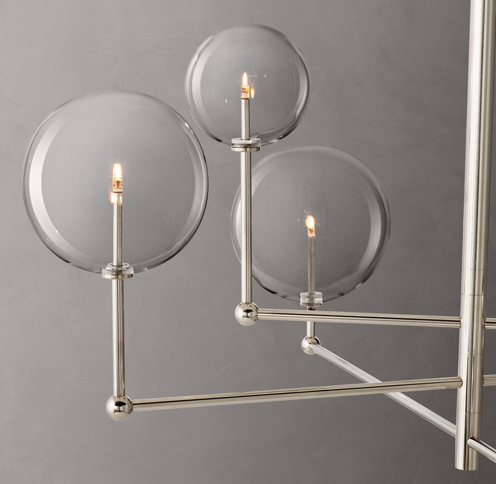 Glass Globe Mobile Three-Arm Chandelier 46"