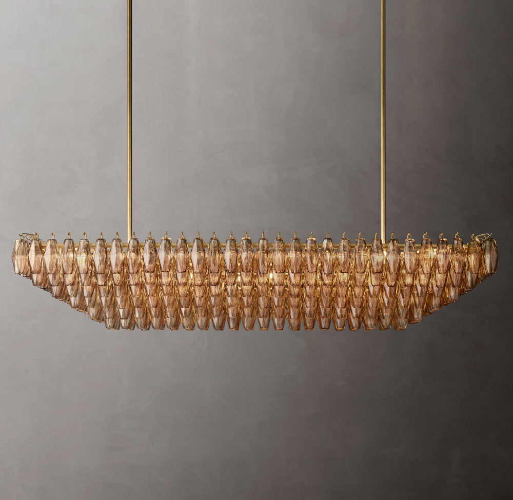 Chiara Tiered Rectangular Pendant Light with Smoke Glass 74"
