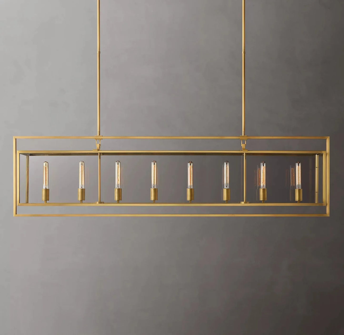 Beckor Glass Lantern Rectangular Chandelier 72"