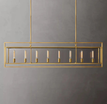 Beckor Glass Lantern Rectangular Chandelier 72"