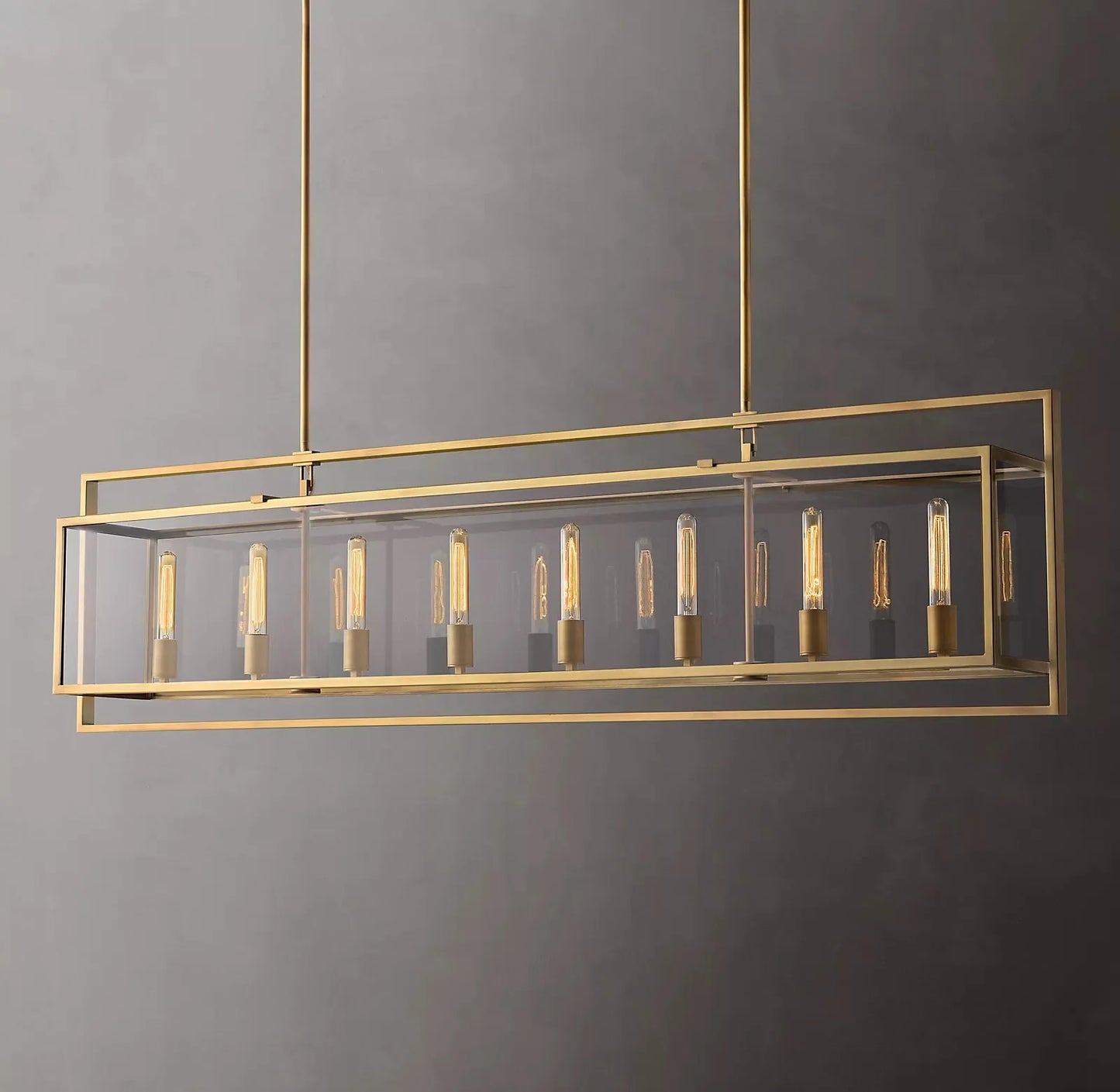 Beckor Glass Lantern Rectangular Chandelier 72"