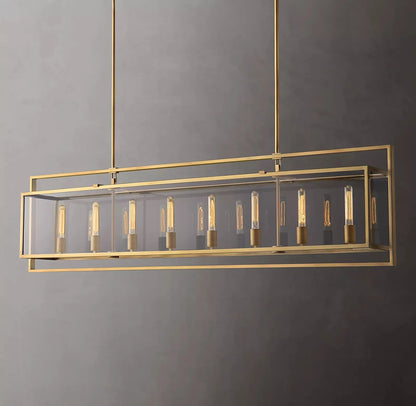 Beckor Glass Lantern Rectangular Chandelier 72"
