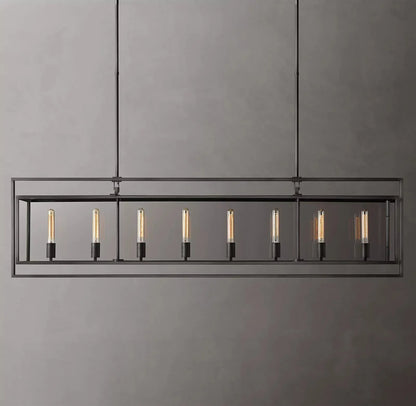 Beckor Glass Lantern Rectangular Chandelier 72"