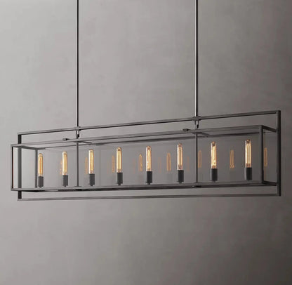 Beckor Glass Lantern Rectangular Chandelier 72"