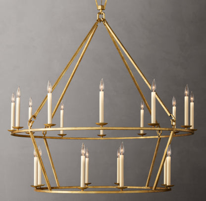 19TH C. ENGLISH OPENWORK TWO-TIER ROUND CHANDELIER 50"