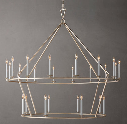 19TH C. ENGLISH OPENWORK TWO-TIER ROUND CHANDELIER 62"