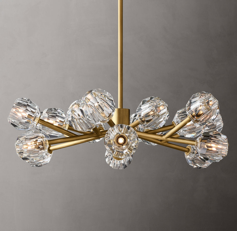 Crystal Sphere Clear Glass Round Chandelier 36"