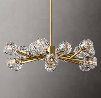 Crystal Sphere Clear Glass Round Chandelier 36"