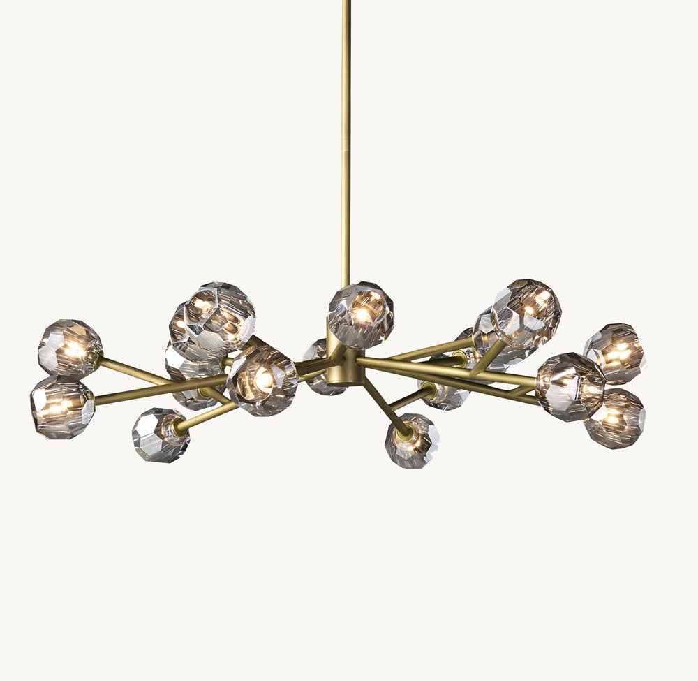 Crystal Globe Smoked Glass Circular Chandelier 48"