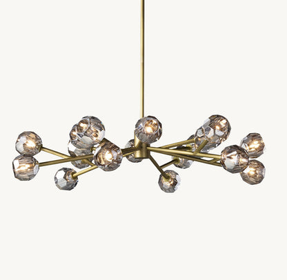 Crystal Globe Smoked Glass Circular Chandelier 48"