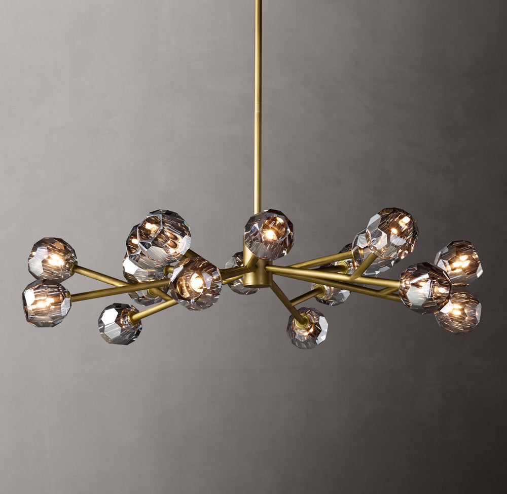 Crystal Globe Smoked Glass Circular Chandelier 48"