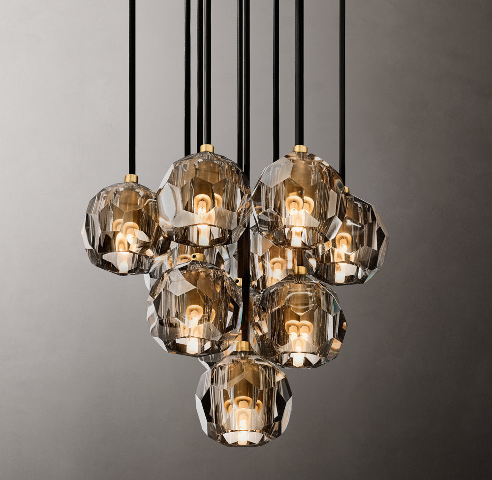 Boule De Cristal Smoke Glass Round Cluster Chandelier 14"