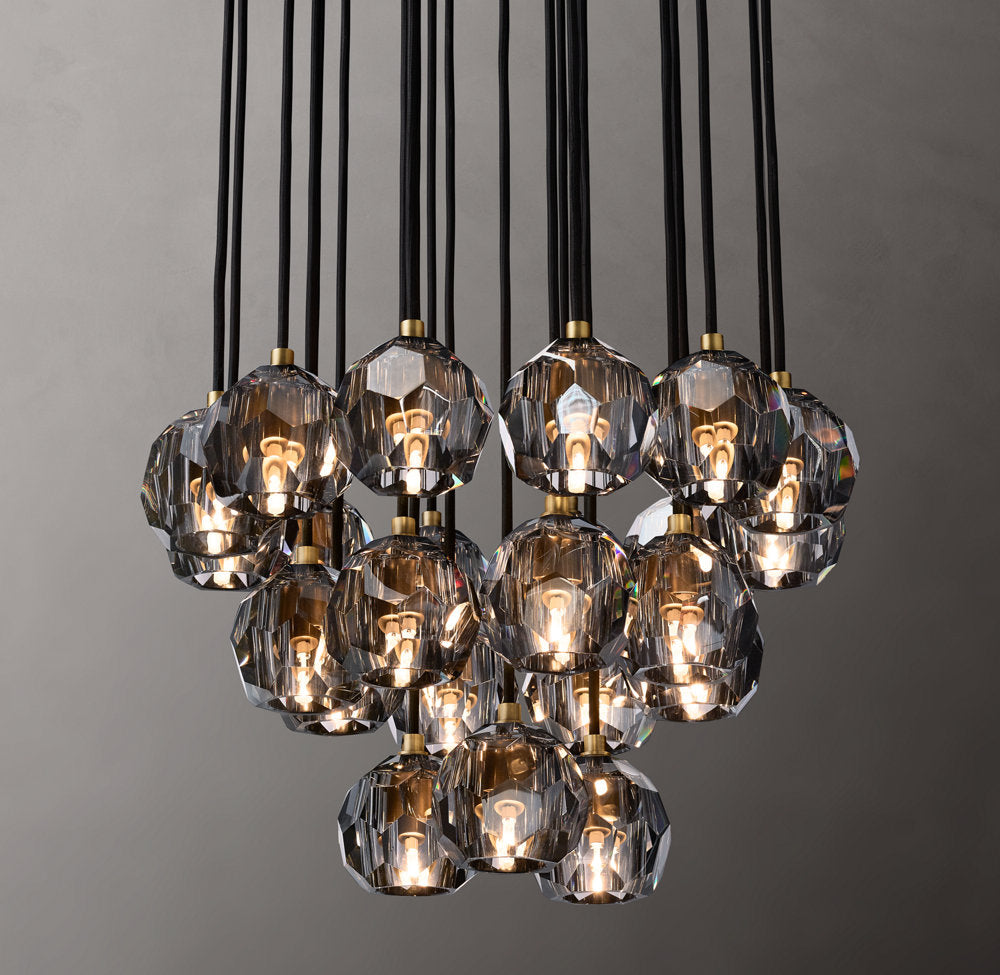Boule De Cristal Smoke Glass Round Cluster Chandelier 24"