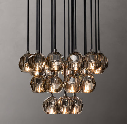 Boule De Cristal Smoke Glass Round Cluster Chandelier 24"