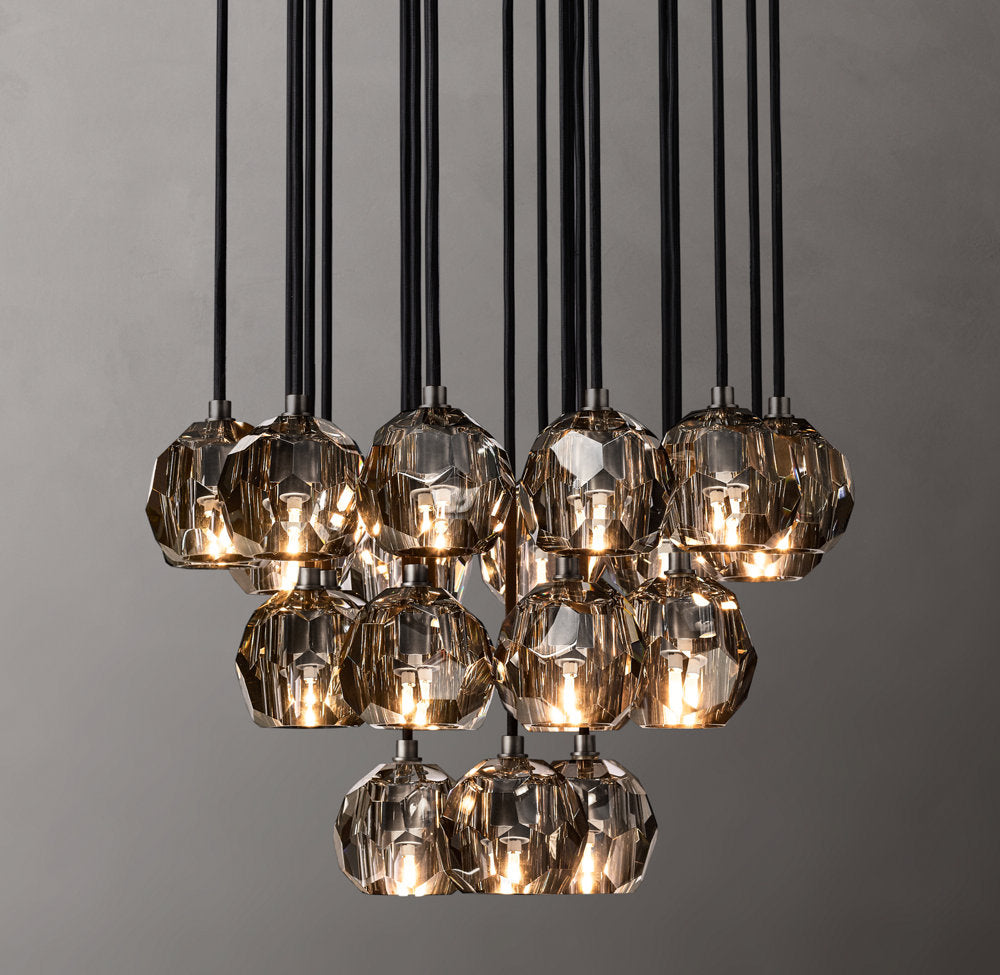 Boule De Cristal Smoke Glass Round Cluster Chandelier 24"